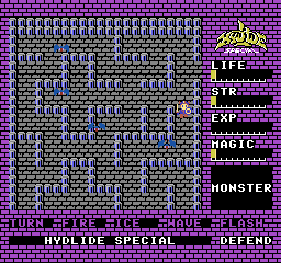 Hydlide (NES) screenshot: In the castle's dungeon