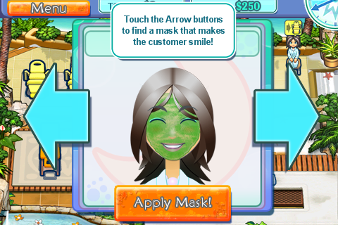 Sally's Spa (iPhone) screenshot: Applying a facial
