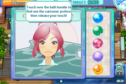 Sally's Spa (iPhone) screenshot: Bath bomb treatment