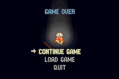 Avatar: The Last Airbender (Game Boy Advance) screenshot: Game Over