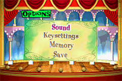 Muppet Pinball Mayhem (Game Boy Advance) screenshot: Options screen