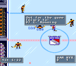 NHL 95 (SNES) screenshot: Injury