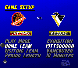 NHL 95 (SNES) screenshot: Choose the teams