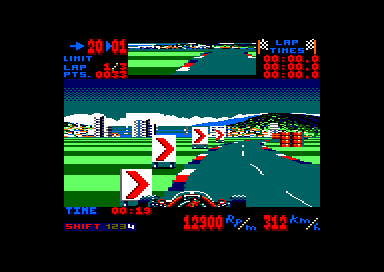 Super Monaco GP (Amstrad CPC) screenshot: A difficult curve