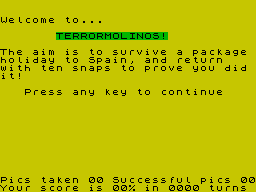 Terrormolinos (ZX Spectrum) screenshot: Title screen