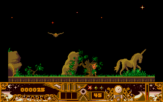 TwinWorld: Land of Vision (Atari ST) screenshot: Nice unicorn statue