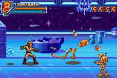 Star Wars: Episode III - Revenge of the Sith (Game Boy Advance) screenshot: You can block a blaster shot and return it to sender