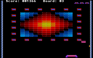 Megaball (Amiga) screenshot: Board 3 has invisible bricks