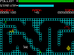 Antics (ZX Spectrum) screenshot: Again, find the phony block