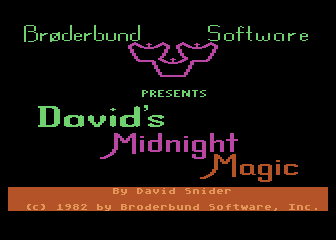 David's Midnight Magic (Atari 8-bit) screenshot: Title screen (1982 Broderbund release)