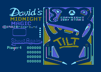 David's Midnight Magic (Atari 8-bit) screenshot: Title screen / game demo (1987 Atari release)