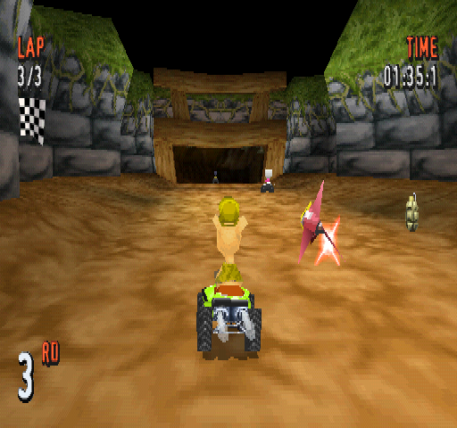 ATV Racers (PlayStation) screenshot: Track: Underground 2. Let's attack.