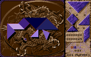 Tangram (Atari ST) screenshot: The complete arrangement, just needs some positional fine-tuning