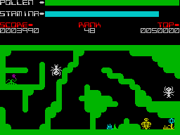 Antics (ZX Spectrum) screenshot: Got the pllen in the corner