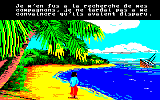 Robinson Crusoe (Amstrad CPC) screenshot: Robinson finds himself all alone