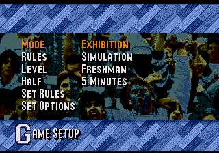 Coach K College Basketball (Genesis) screenshot: Main menu