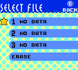 Kirby Tilt 'n' Tumble (Game Boy Color) screenshot: Select a file