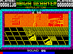 Ninja Scooter Simulator (ZX Spectrum) screenshot: On a ramp on level 5