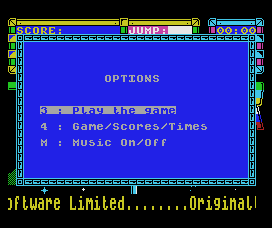 Trailblazer (MSX) screenshot: Setup menu