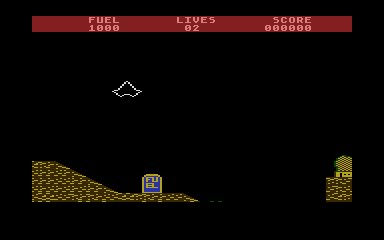 Thrust (Atari 8-bit) screenshot: Starting out