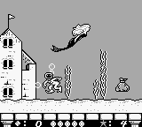 Barbie Game Girl (Game Boy) screenshot: Mermaid Barbie must avoid divers and pick up the moneybags.