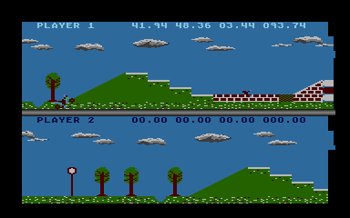 Kikstart: Off-Road Simulator (Atari 8-bit) screenshot: "Double trailer"