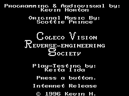 Kevtris (ColecoVision) screenshot: Credits