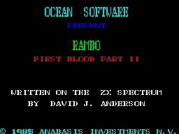 Rambo: First Blood Part II (ZX Spectrum) screenshot: Title screen