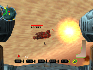 Uprising X (PlayStation) screenshot: Enemy bomber aircraft