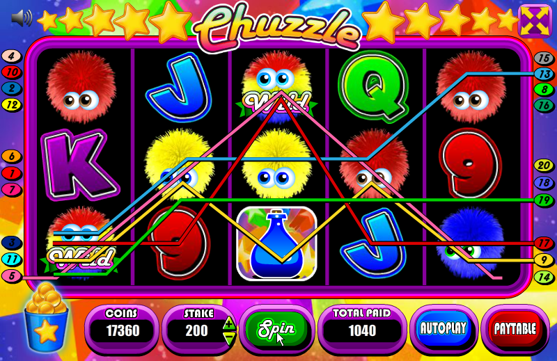 Chuzzle: Slots (Browser) screenshot: This is an insane number of paylines.