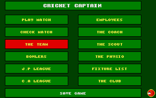 Cricket Captain (Atari ST) screenshot: Main menu