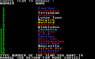 Football Manager (Atari ST) screenshot: Yes, Luton and Oxford were top-division teams back then