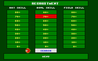 Cricket Captain (Atari ST) screenshot: Player search