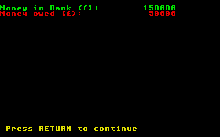 Football Manager (Atari ST) screenshot: Financial status