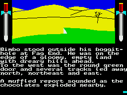 The Boggit: Bored Too (ZX Spectrum) screenshot: The plains are especially plain here