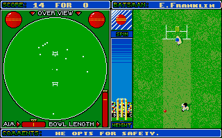 Cricket Captain (Atari ST) screenshot: No point in running