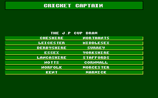 Cricket Captain (Atari ST) screenshot: The last 16 draw