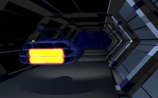 The Fourth Generation (DOS) screenshot: The player's ship sets off on the mission (cinematic sequence).