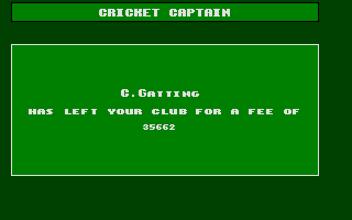 Cricket Captain (Atari ST) screenshot: Seemingly random player departure