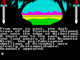 The Boggit: Bored Too (ZX Spectrum) screenshot: Rivendull is quite an obvious pun
