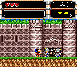 Turma da Mônica na Terra dos Monstros (Genesis) screenshot: The castle's door is closed, Princesa Magali was kidnaped.