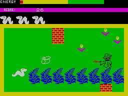 Wriggler (ZX Spectrum) screenshot: Avoid the gun