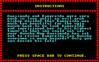The Bells (Amstrad CPC) screenshot: Instructions