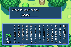 Pokémon Mystery Dungeon: Red Rescue Team (Game Boy Advance) screenshot: Name Entry