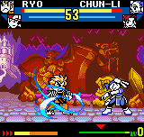SNK vs. Capcom: The Match of the Millennium (Neo Geo Pocket Color) screenshot: Playing in COUNTER, you must charge a power bar to do Super Moves: works like KOF "EXTRA" Mode.