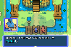 Pokémon Mystery Dungeon: Red Rescue Team (Game Boy Advance) screenshot: Maybe he feels that way because he's a Mudkip?