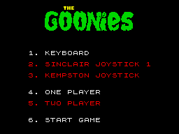 The Goonies (ZX Spectrum) screenshot: Title screen