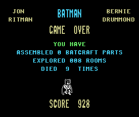 Batman (MSX) screenshot: Game over!
