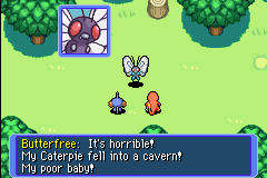 Pokémon Mystery Dungeon: Red Rescue Team (Game Boy Advance) screenshot: Poor Caterpie!