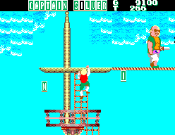 Captain Silver (SEGA Master System) screenshot: Climbing up the mast